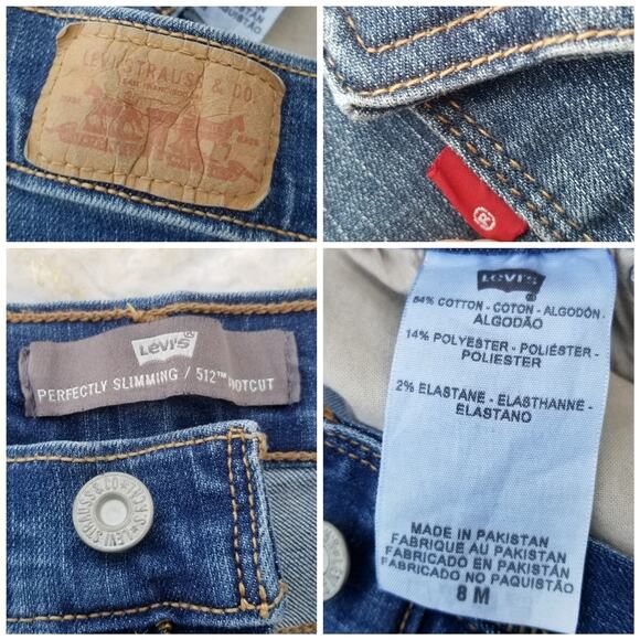 Flap Pocket Bootcut Jeans Levi's 512 Size 8 Slimming Stretch Denim Altered Hem - Picture 4 of 11